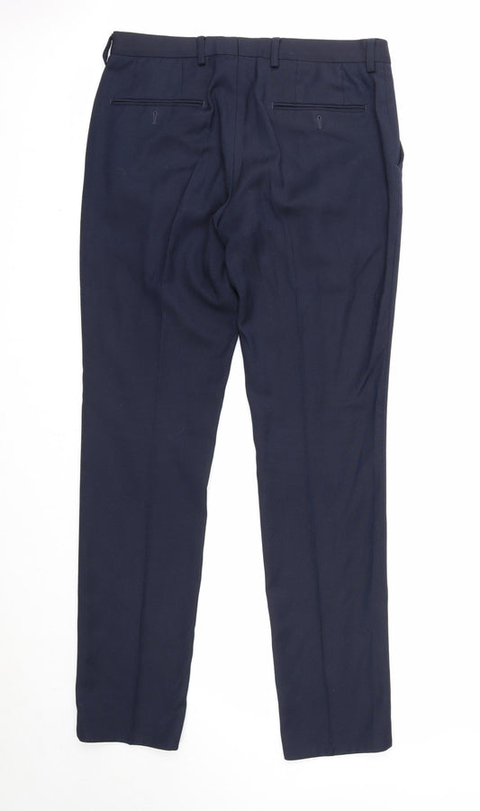NEXT Mens Blue Polyester Dress Pants Trousers Size 32 in L33 in Regular Zip