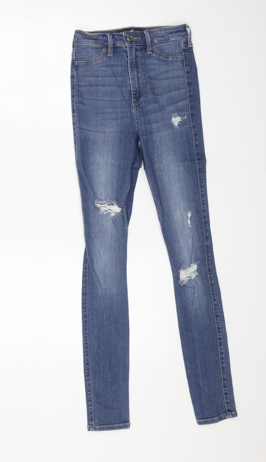 Hollister Womens Blue Cotton Skinny Jeans Size 25 in L28 in Regular Button