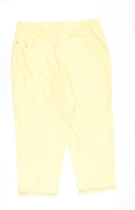 Preworn Womens Yellow Cotton Straight Jeans Size 34 in Regular Button