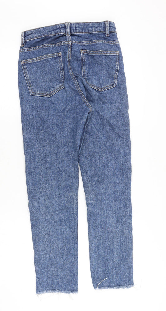 Denim & Co. Womens Blue Cotton Straight Jeans Size 6 Regular Zip