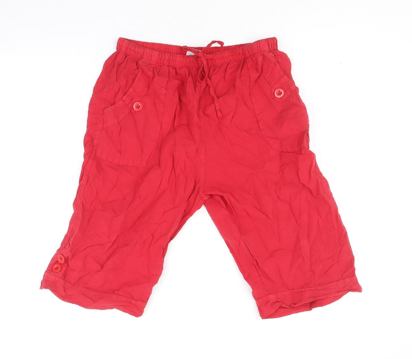 Mundo# Womens Red Cotton Bermuda Shorts Size L Regular Drawstring