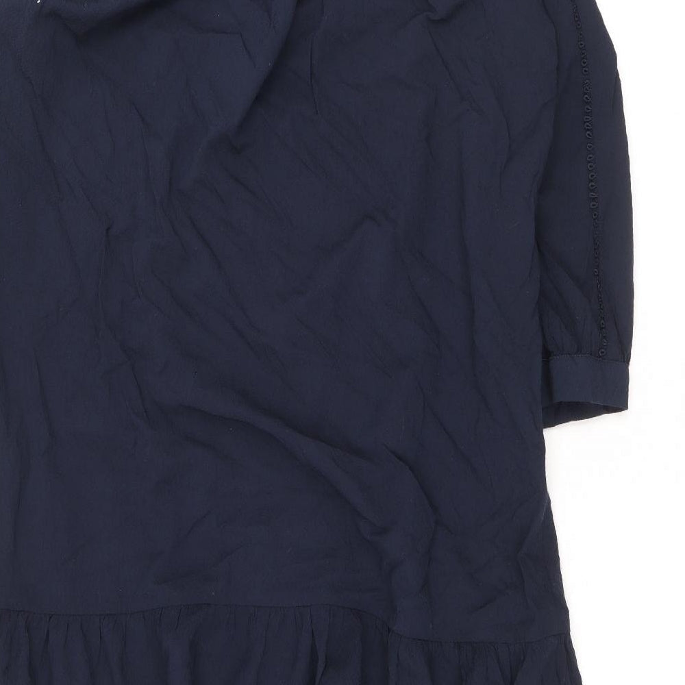 Marks and Spencer Womens Blue Viscose A-Line Size S Round Neck Tie