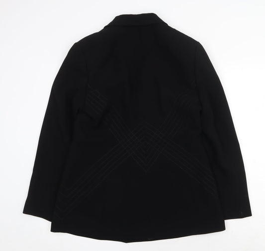 Linea Womens Black Jacket Blazer Size 12 Button