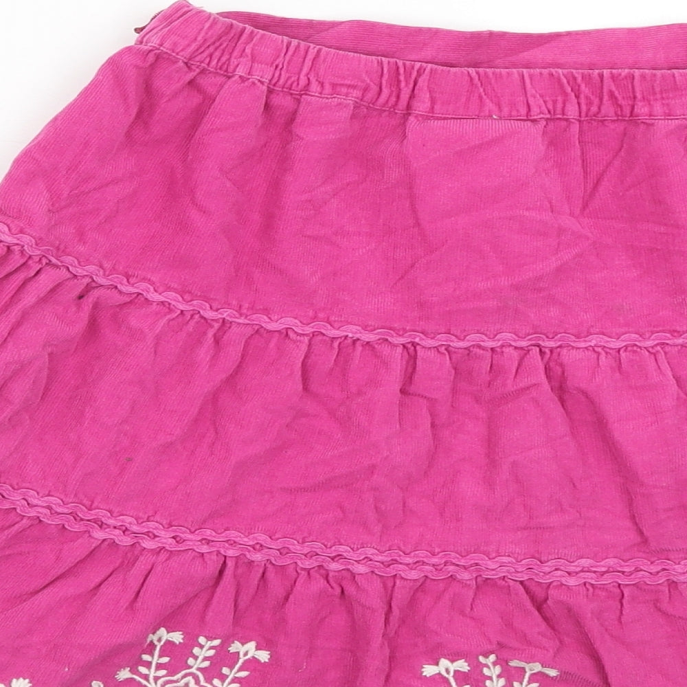John Lewis Girls Pink Cotton Flare Skirt Size 10 Years Regular Zip - Tiered