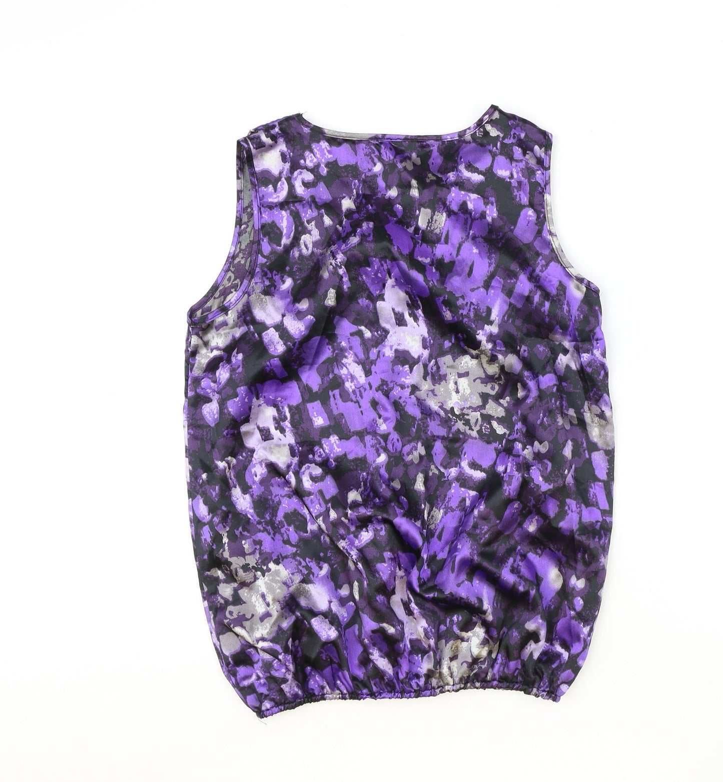 Klass Womens Purple Geometric Polyester Basic Tank Size 12 Scoop Neck - Elastic Hems