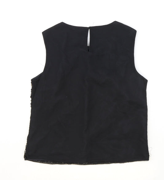 marylebon Girls Black Polyacrylate Fibre Basic Blouse Size 14-15 Years Boat Neck Button
