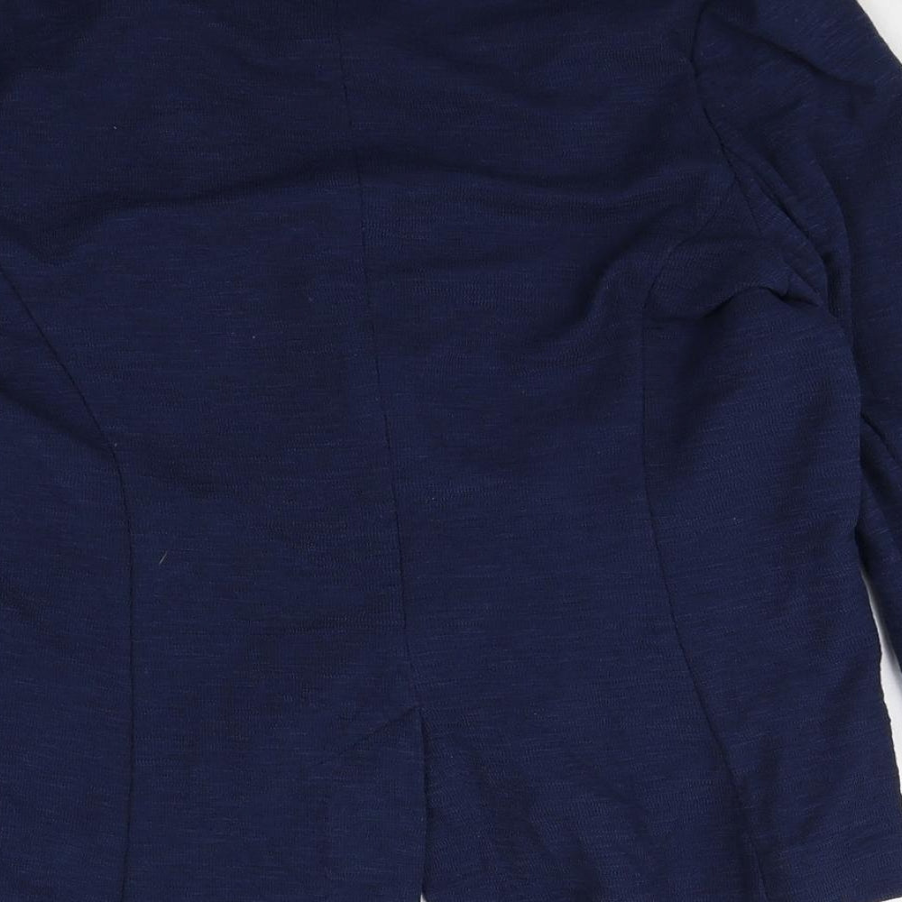 New Look Womens Blue Cotton Jacket Blazer Size 12 Button