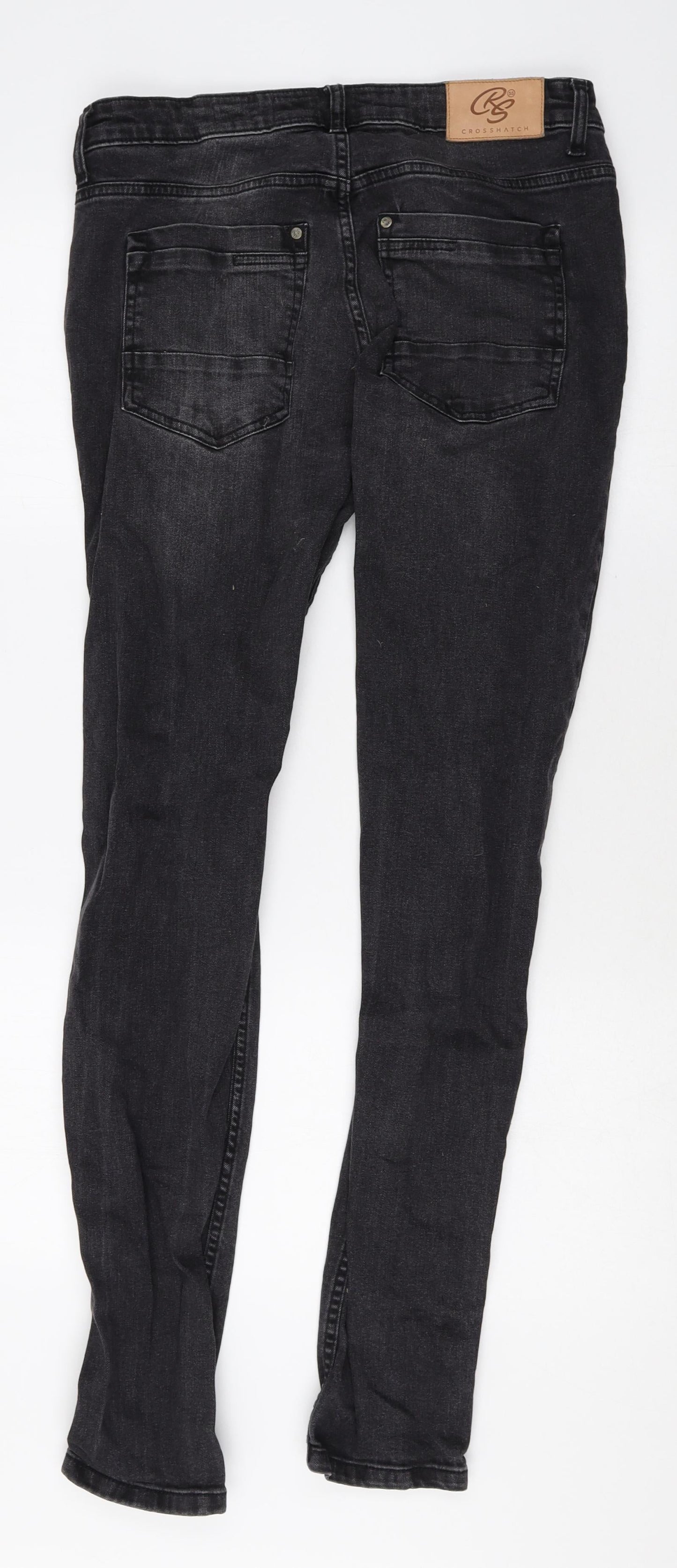 Crosshatch Mens Black Cotton Skinny Jeans Size 32 in Regular Zip