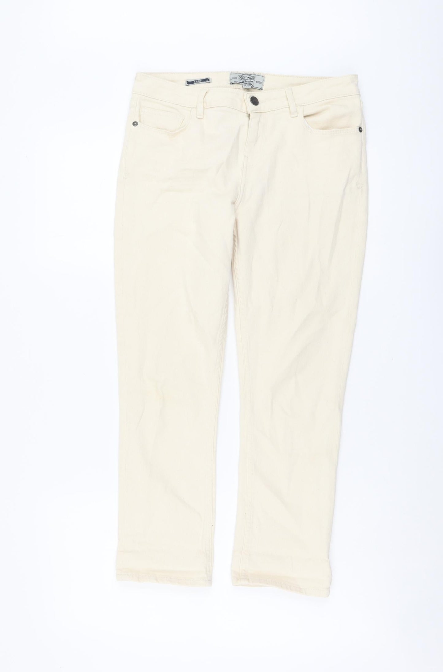 Fate Face Womens Beige Cotton Straight Jeans Size 10 L23 in Regular Button