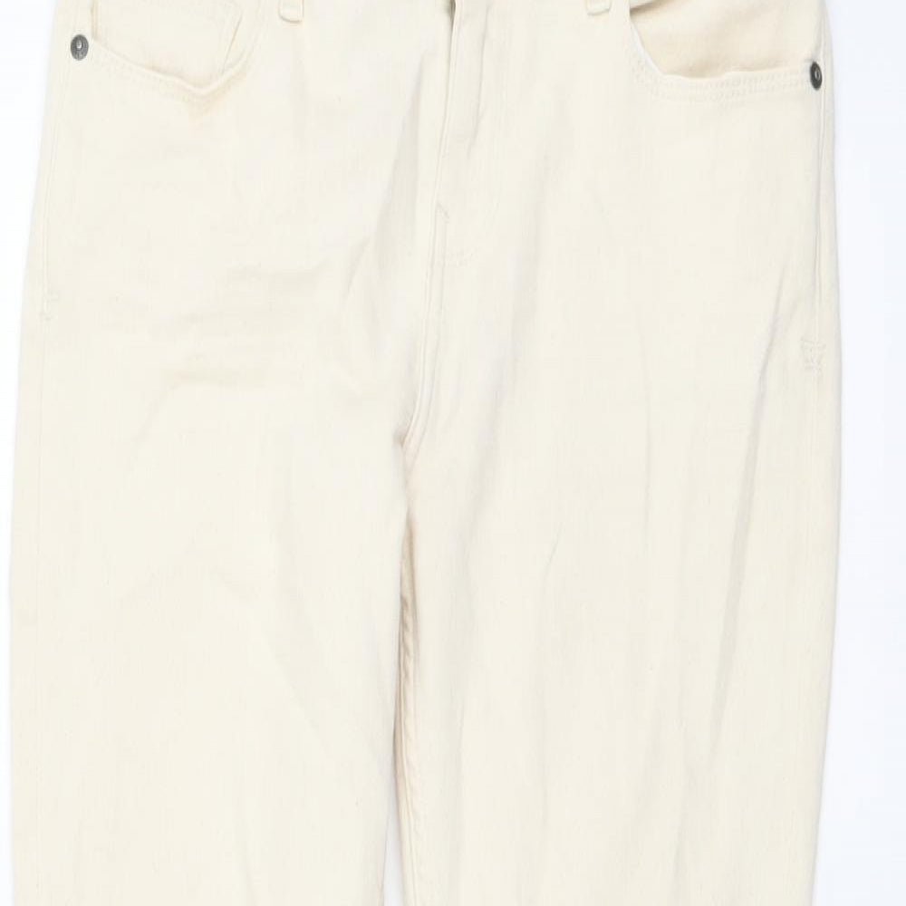 Fate Face Womens Beige Cotton Straight Jeans Size 10 L23 in Regular Button