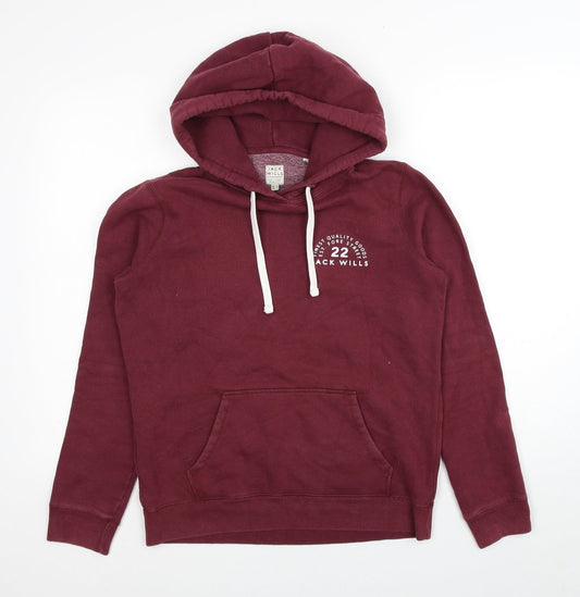 Jack Wills Womens Red Cotton Pullover Hoodie Size 6 Pullover