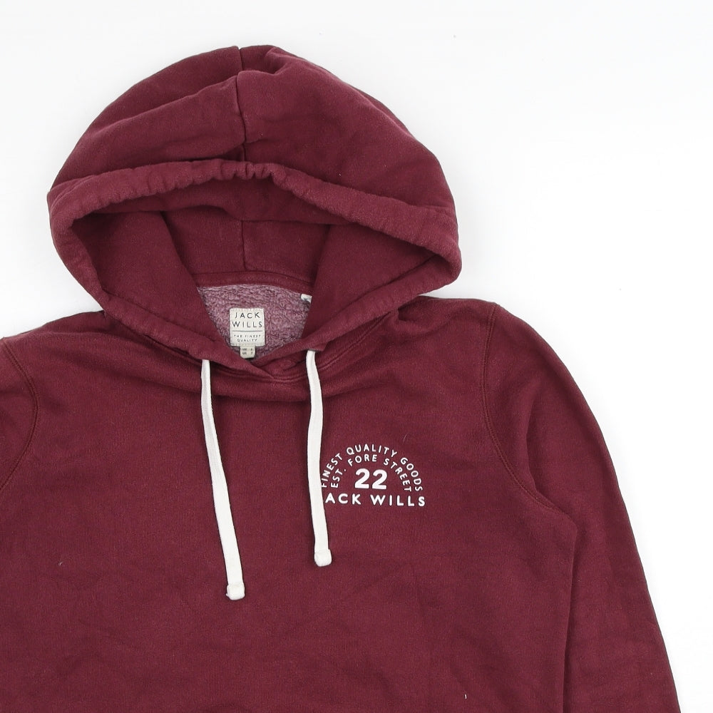 Jack Wills Womens Red Cotton Pullover Hoodie Size 6 Pullover