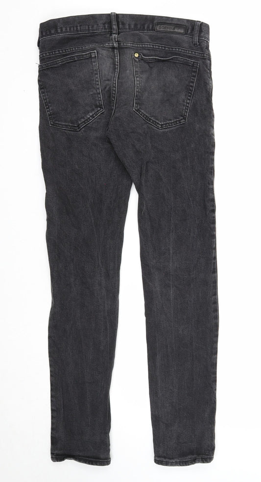Preworn Mens Black Cotton Straight Jeans Size 30 in L32 in Slim Button