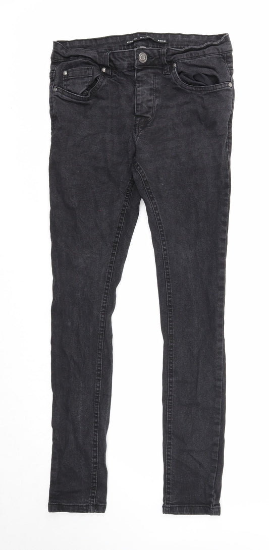 Brave Soul Mens Black Cotton Skinny Jeans Size 30 in L32 in Regular Zip