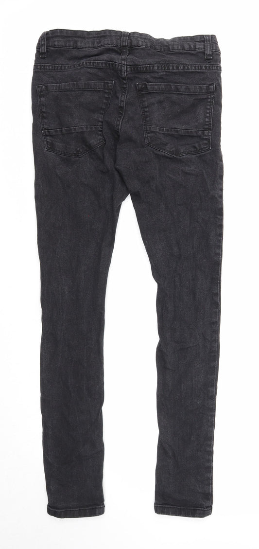 Brave Soul Mens Black Cotton Skinny Jeans Size 30 in L32 in Regular Zip