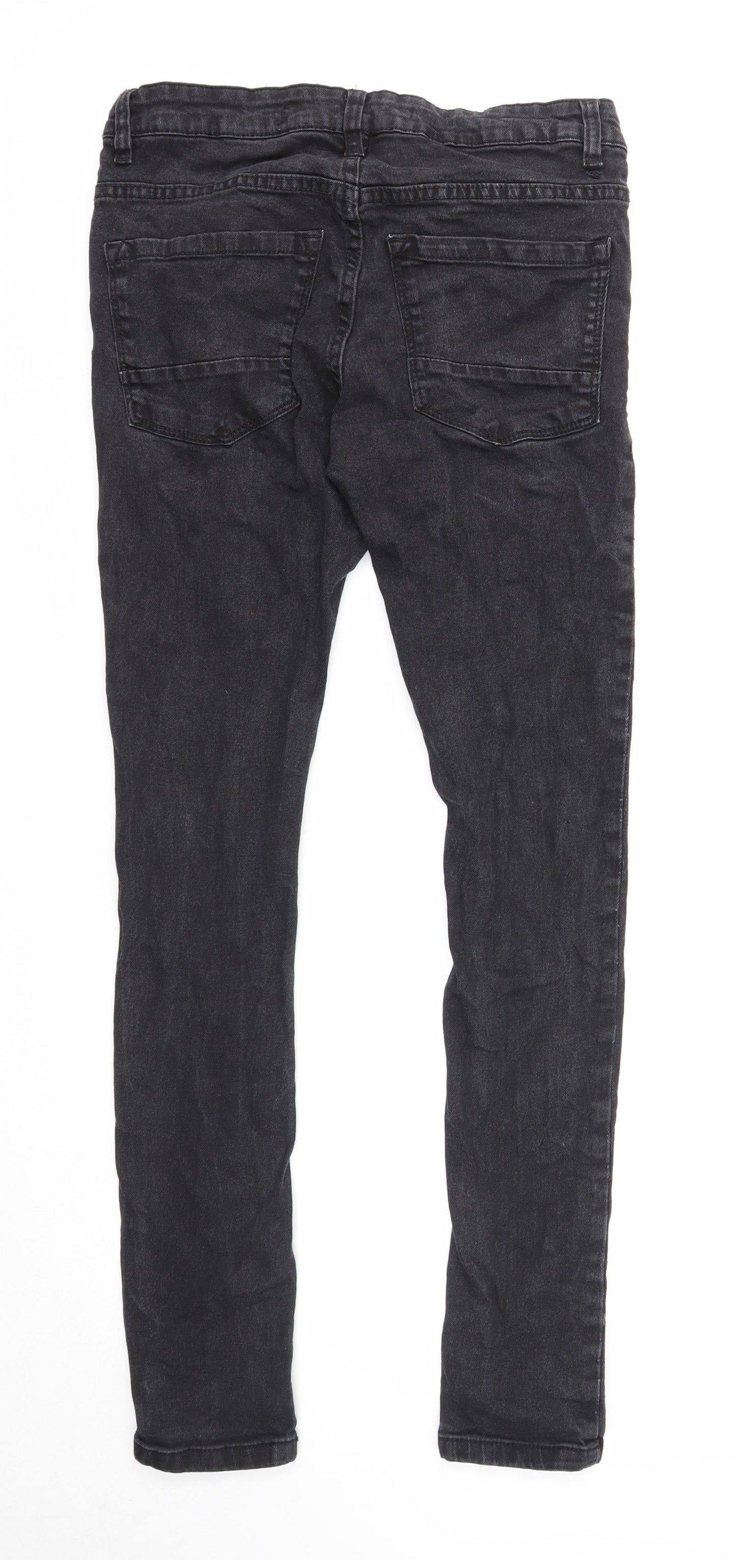 Brave Soul Mens Black Cotton Skinny Jeans Size 30 in L32 in Regular Zip