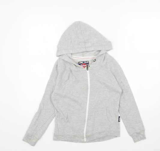 Additional front view of Lee Cooper women’s grey cotton full zip hoodie, size UK 8, zip - pockets