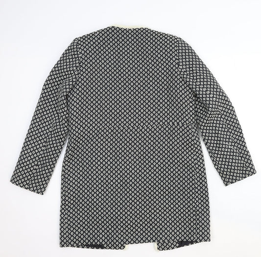 Marks and Spencer Womens Black Geometric Pea Coat Coat Size 8