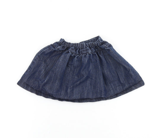 NEXT Girls Blue Cotton Skater Skirt Size 3-4 Years Regular Button