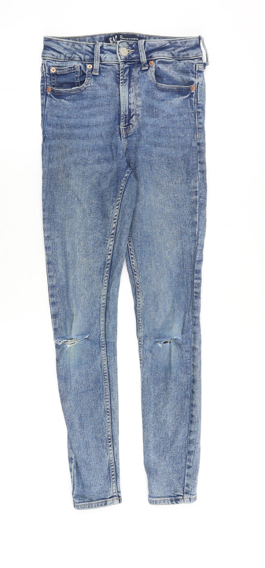 Gap Womens Blue Cotton Skinny Jeans Size 26 in Slim Zip