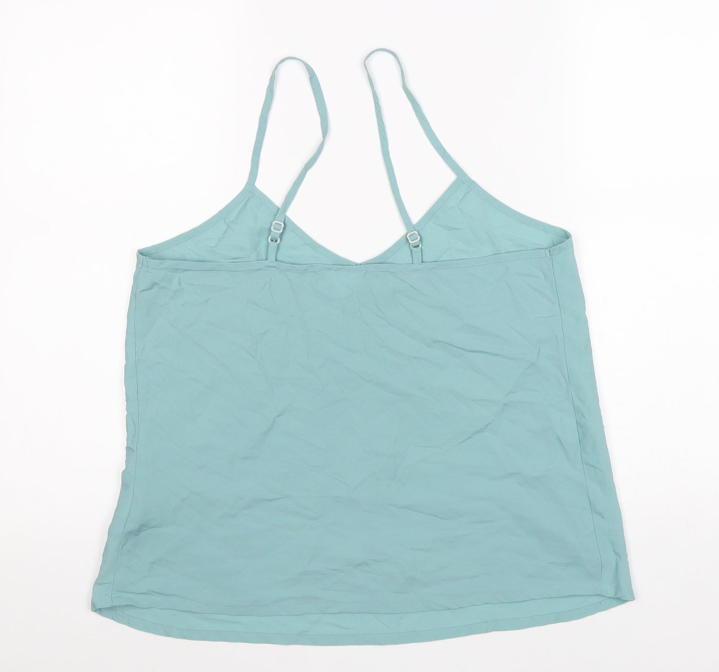 Linea Womens Blue Polyester Basic Tank Size M V-Neck
