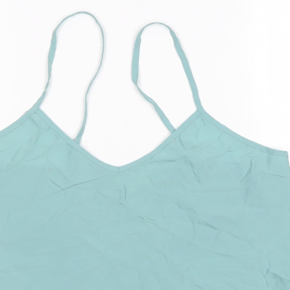 Linea Womens Blue Polyester Basic Tank Size M V-Neck