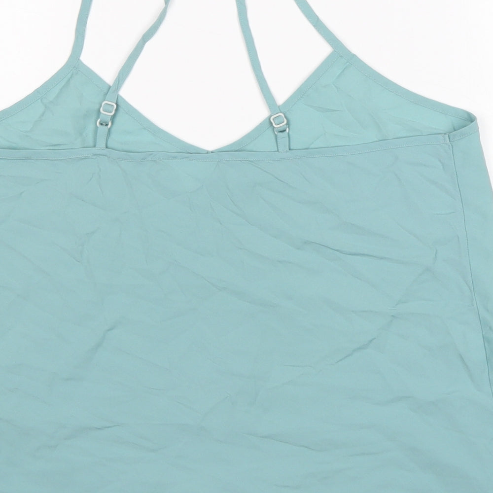 Linea Womens Blue Polyester Basic Tank Size M V-Neck