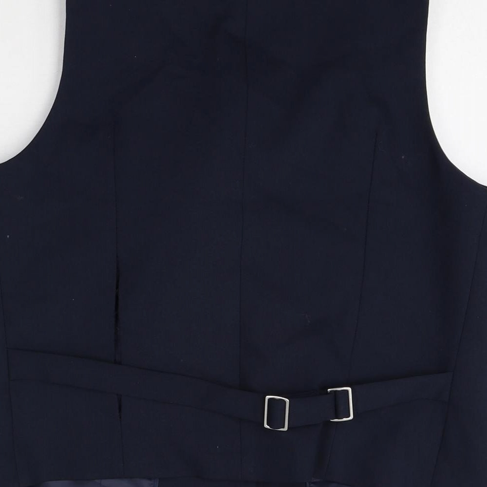 Marks and Spencer Mens Blue Polyester Jacket Suit Waistcoat Size M Regular