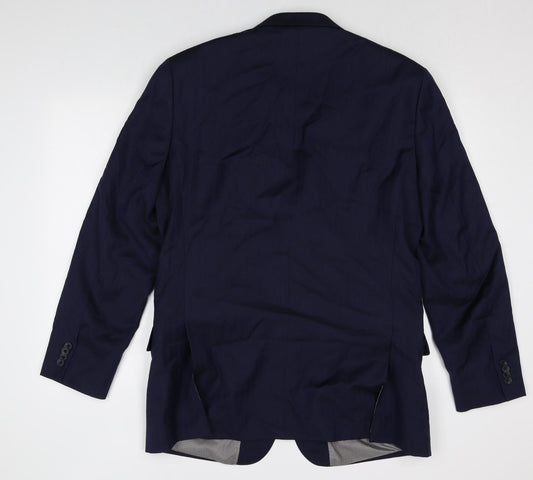T.M.JEWIN Mens Blue Wool Jacket Suit Jacket Size 42 Regular