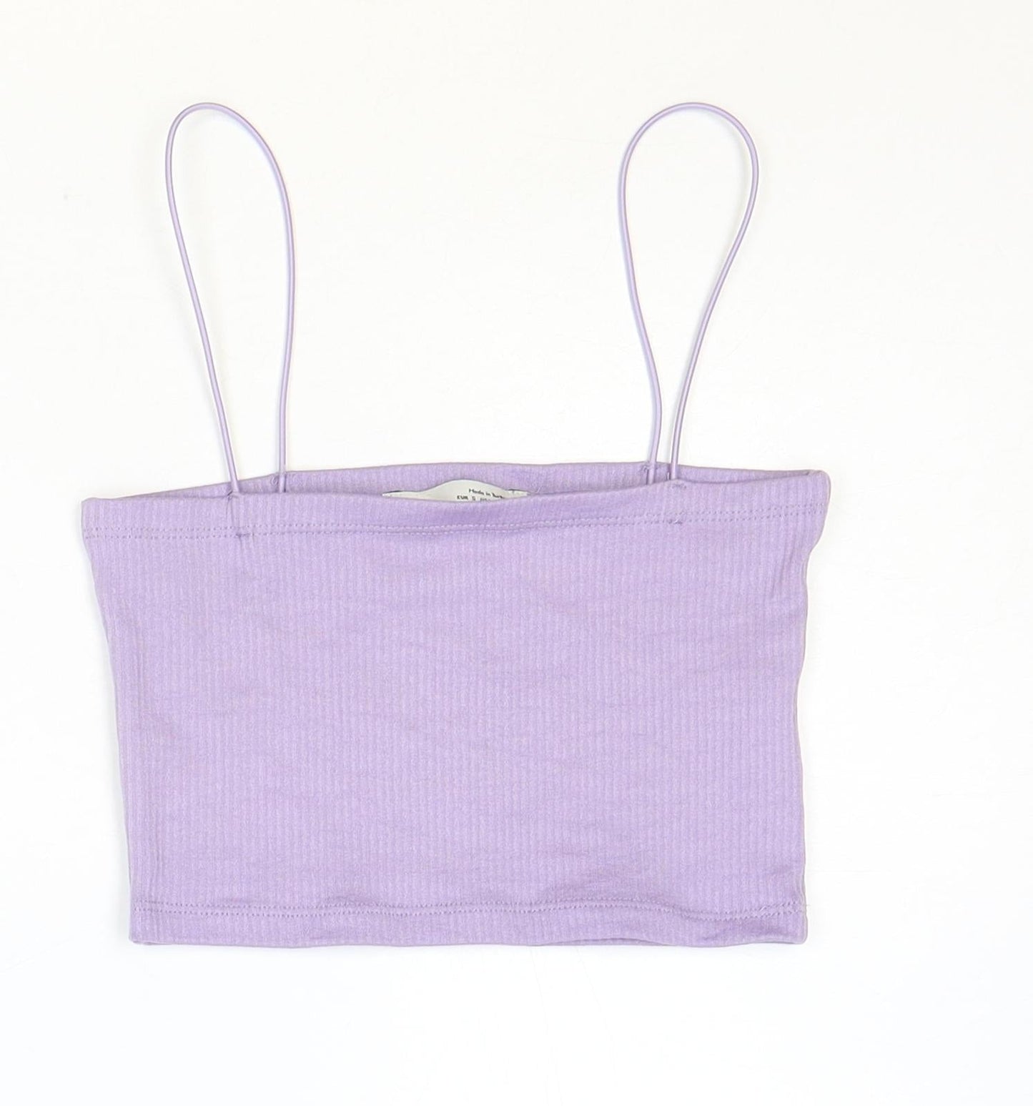Pull&Bear Womens Purple Polyester Cropped Tank Size S Square Neck
