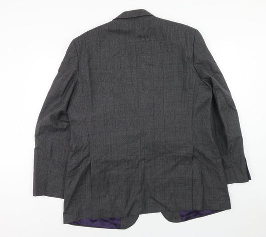 Marks and Spencer Mens Grey Check Wool Jacket Suit Jacket Size 44 Regular
