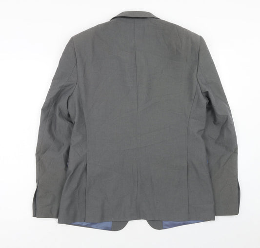 Burton Mens Grey Polyester Jacket Suit Jacket Size 40 Regular