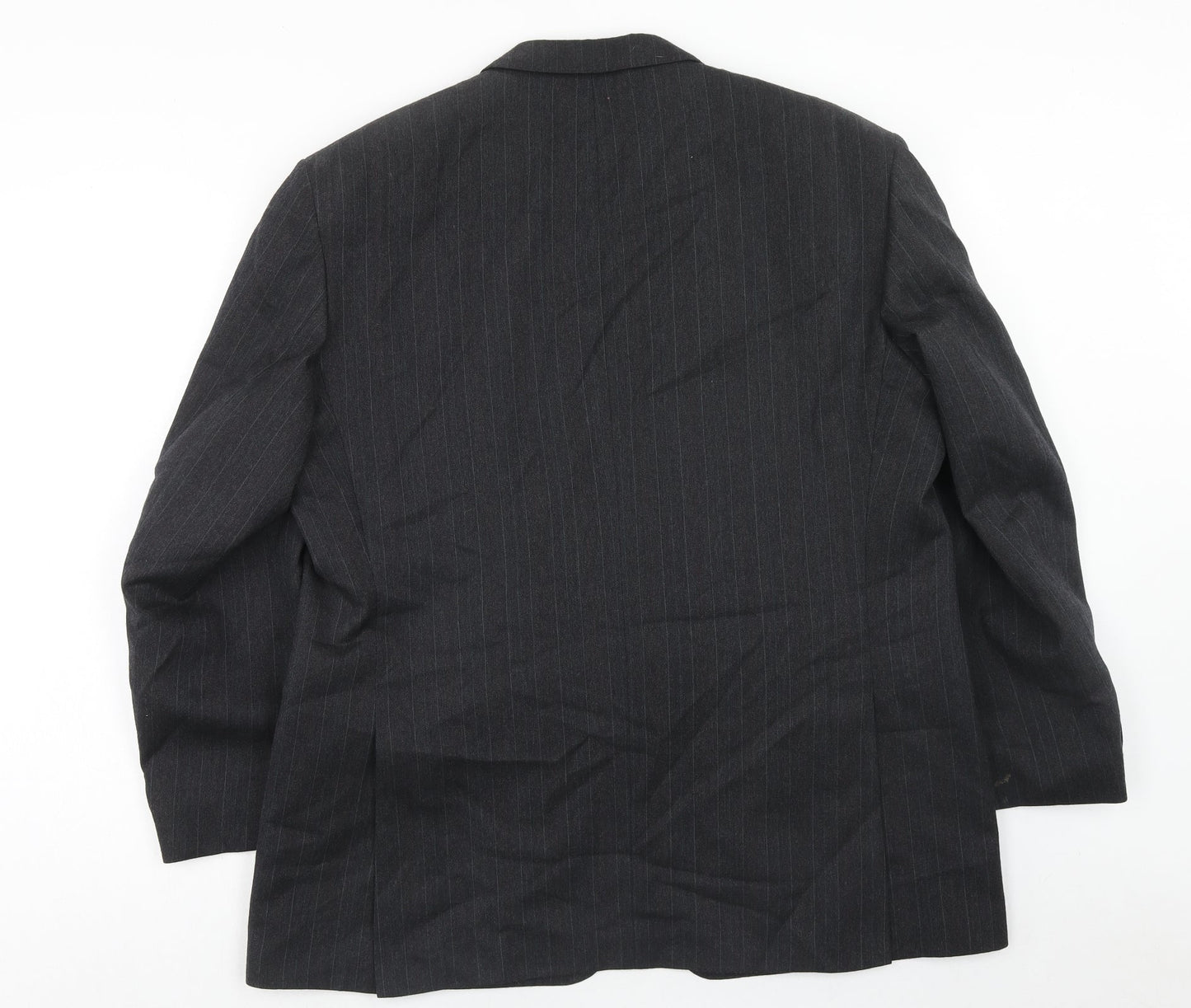 Harbarry of England Mens Grey Striped Wool Jacket Suit Jacket Size 46 Regular