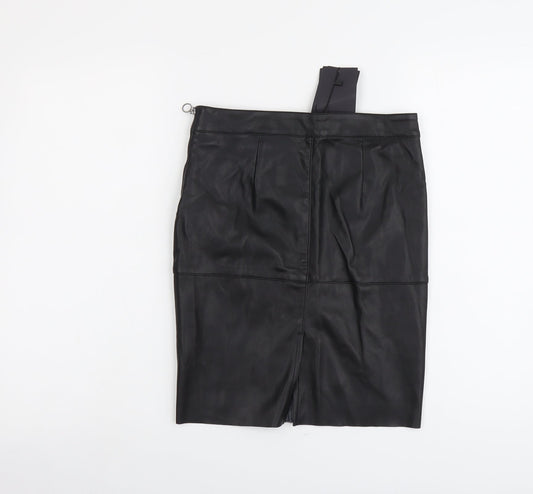 VERO MODA Womens Black Polyester Straight & Pencil Skirt Size S Zip