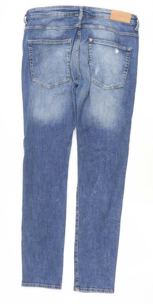 H&M Womens Blue Cotton Skinny Jeans Size 34 in Slim Button
