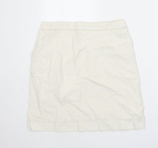 Murphy & Nye Womens Ivory Cotton Mini Skirt Size 32 in Button