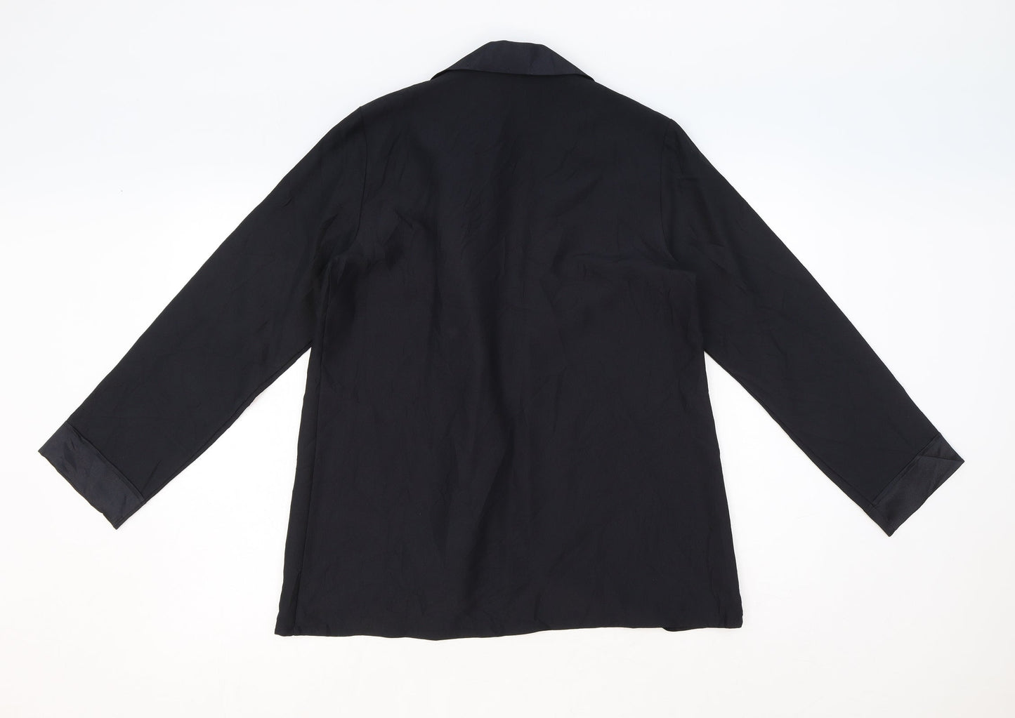 St Michael Womens Black Polyester Basic Blouse Size 12 Collared