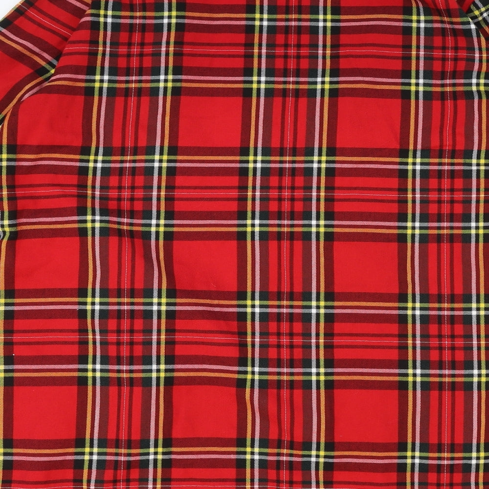 Stradivarius Womens Red Geometric Polyester Basic Blouse Size L V-Neck