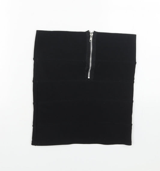 Preworn Womens Black Polyester Bandage Skirt Size 10 Zip