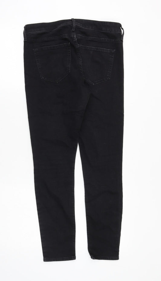 H&M Womens Black Cotton Skinny Jeans Size 8 Regular Zip