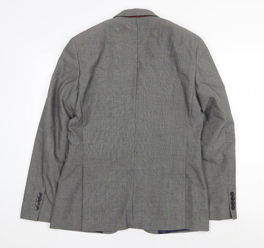 Burton Mens Grey Polyester Jacket Suit Jacket Size 38 Regular