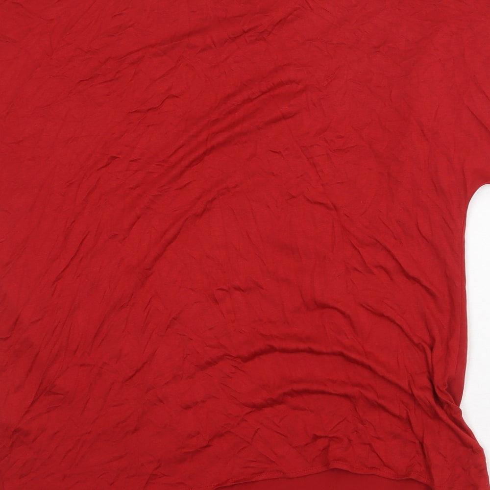 Marks and Spencer Womens Red Viscose Basic Blouse Size 10 Round Neck