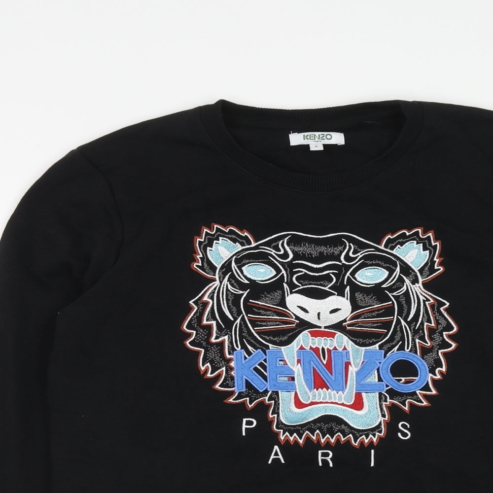 KENZO Mens Black Cotton Pullover Sweatshirt Size S - Lion Kenzo Paris