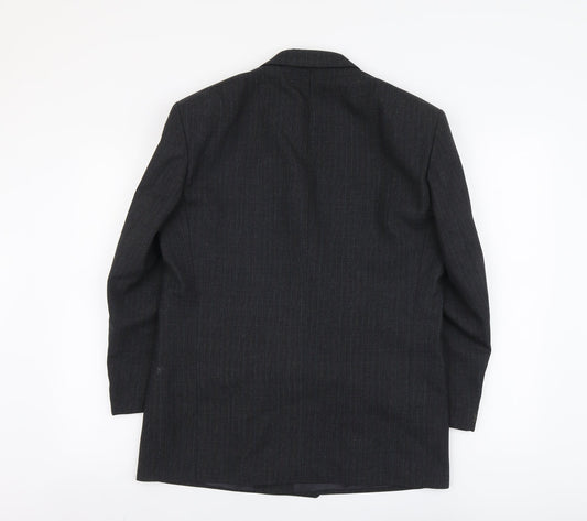 Marks and Spencer Mens Grey Striped Polyester Jacket Suit Jacket Size L Regular