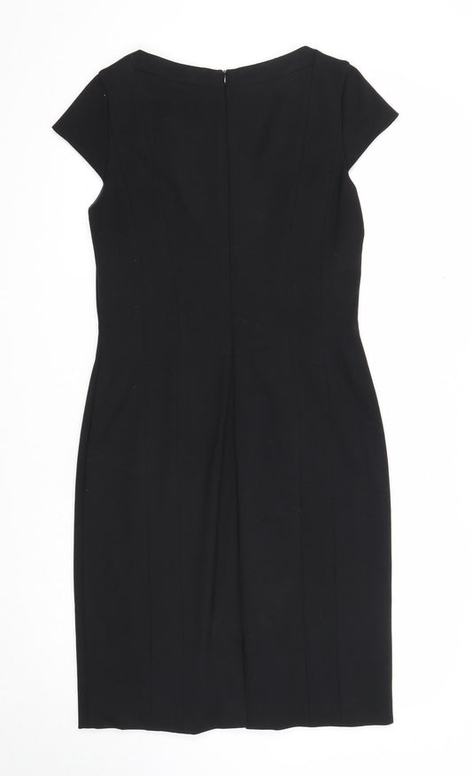Laurel Womens Black Colourblock Viscose A-Line Size 12 Round Neck Zip