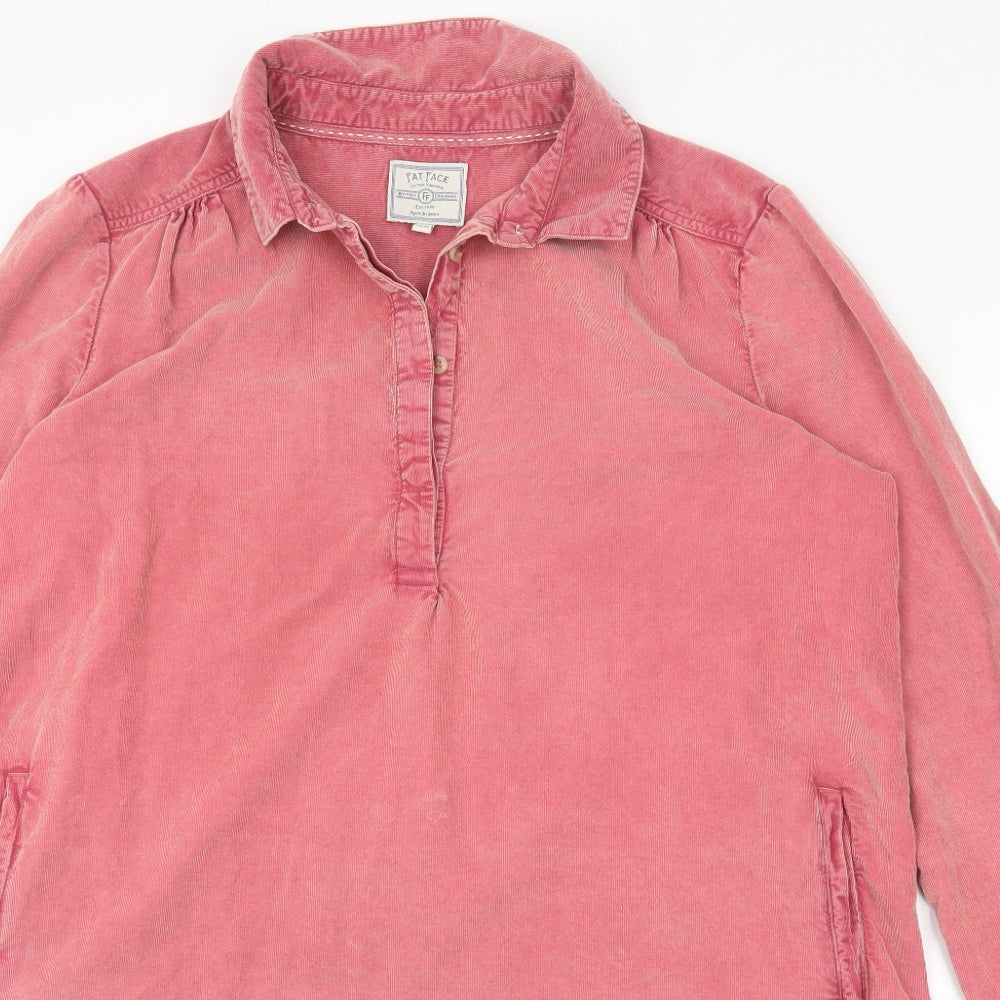 Fat Face Womens Pink 100% Cotton Shirt Dress Size 18 Collared Button