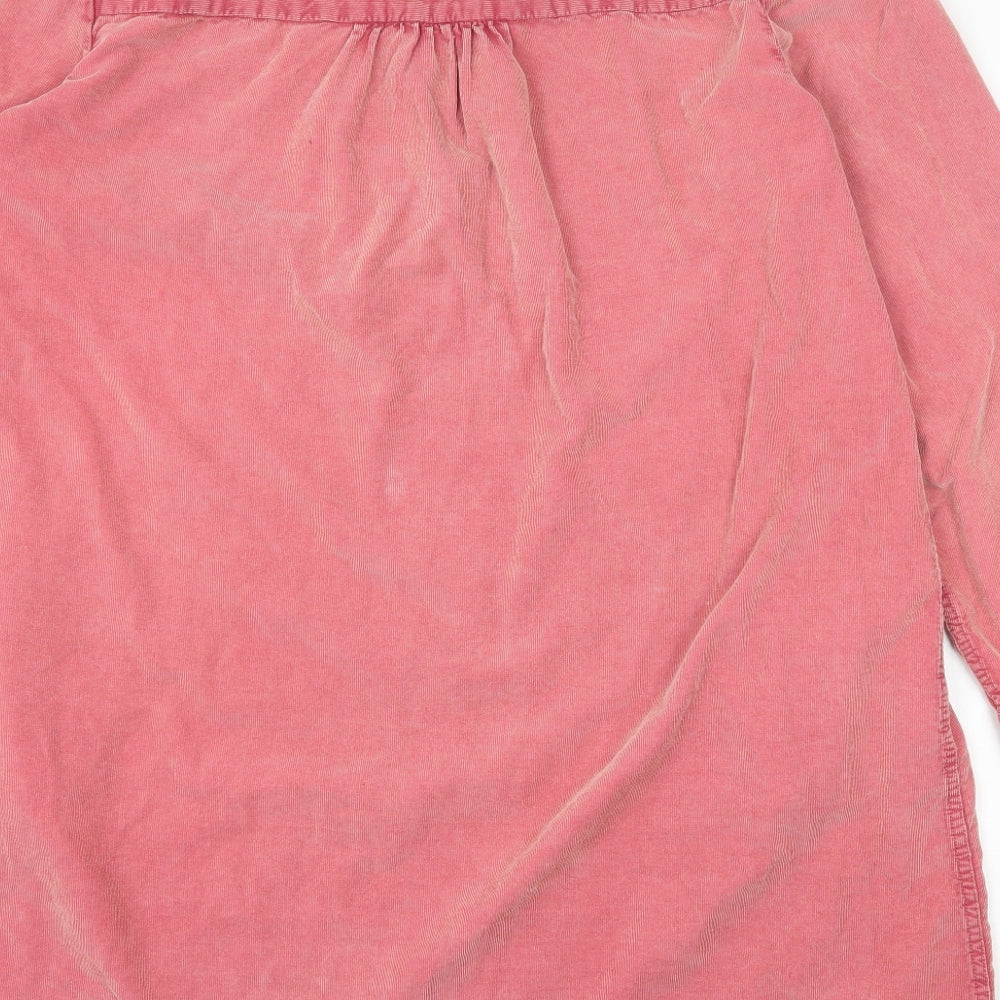Fat Face Womens Pink 100% Cotton Shirt Dress Size 18 Collared Button