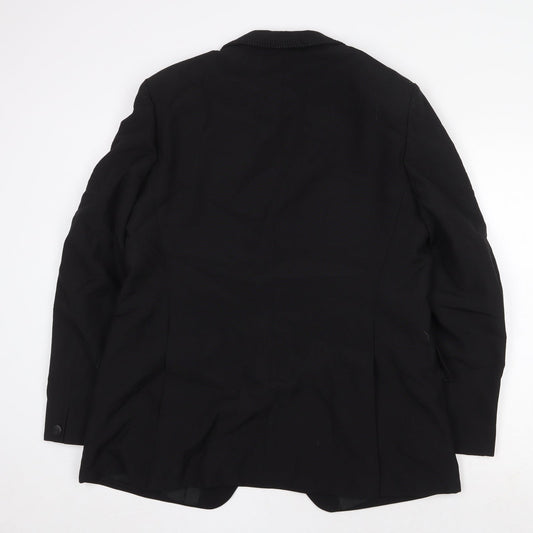 Trevira Mens Black Wool Jacket Suit Jacket Size 40 Regular