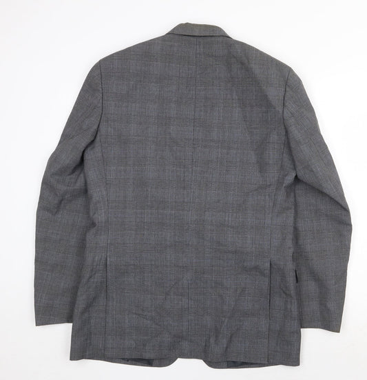 Canda Mens Grey Plaid Wool Jacket Suit Jacket Size 38 Regular
