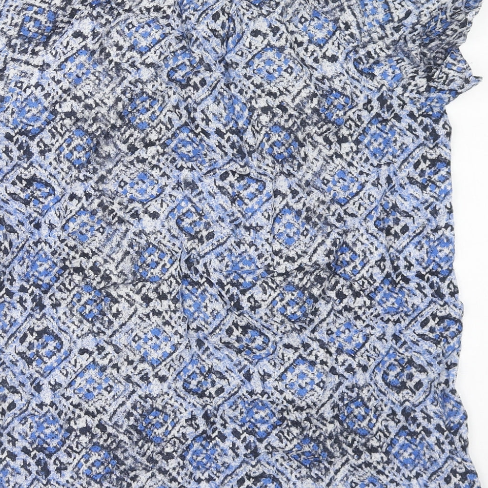 Gap Womens Blue Geometric Viscose Basic T-Shirt Size XS Scoop Neck